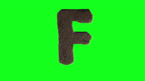 Furry-Hairy-3d-letter-f-on-green-screen